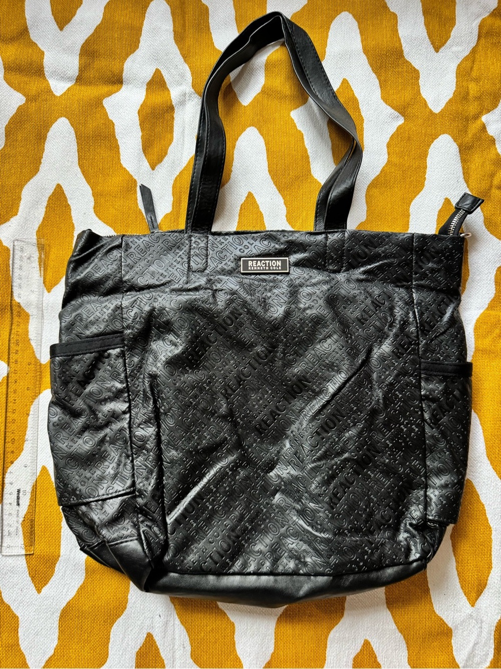 Kenneth Cole Reaction All-Over Logo Black Tote